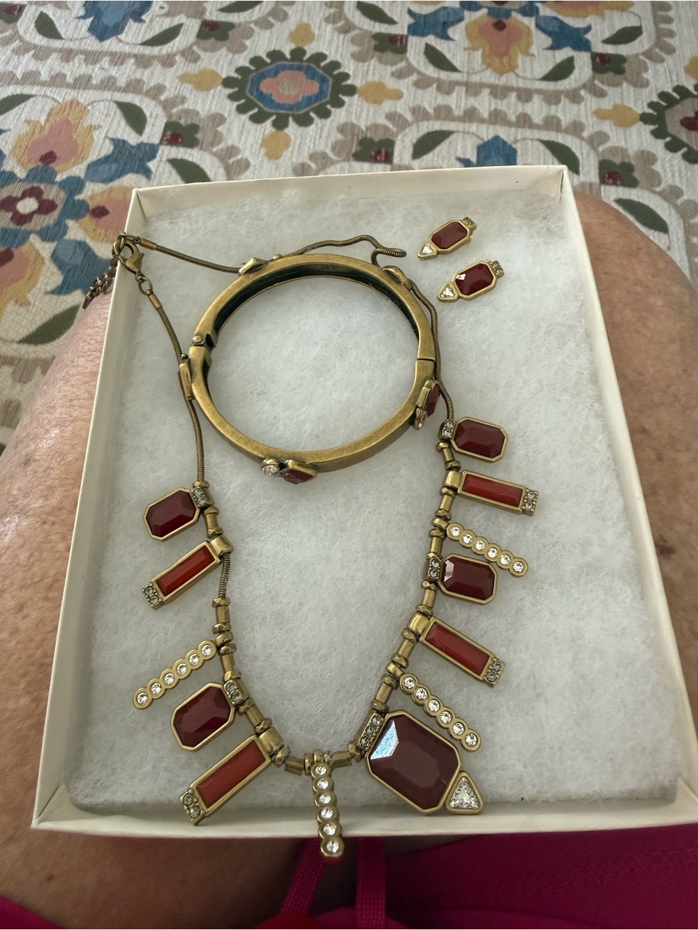 Silpada Gold-Tone Necklace Set with Red Accents